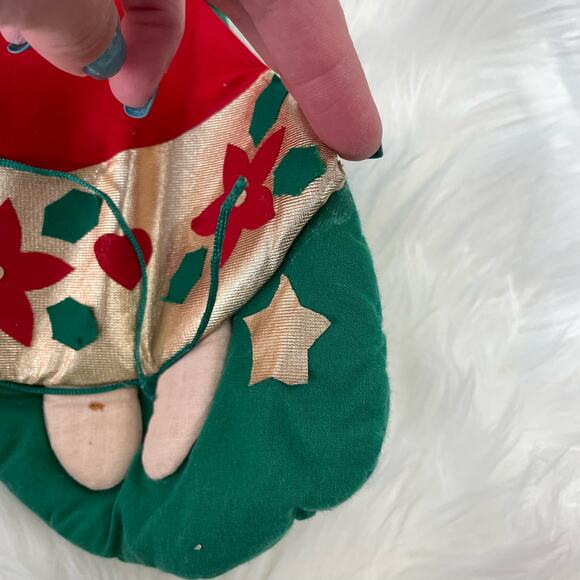 Vintage Christmas Stocking Lot of 2 Santa & Angel Stiff Cardboard Front READ - Picture 11 of 16